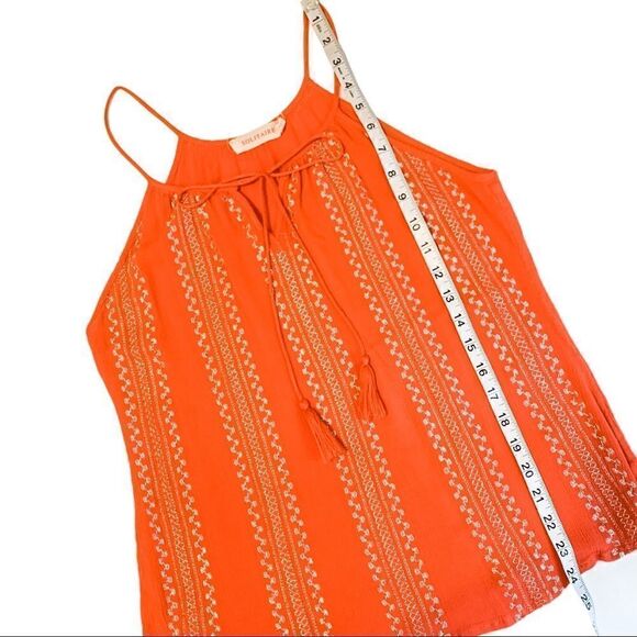🍋 Solitaire • Coral Tank Top w/Silver Embroidery - Picture 7 of 8